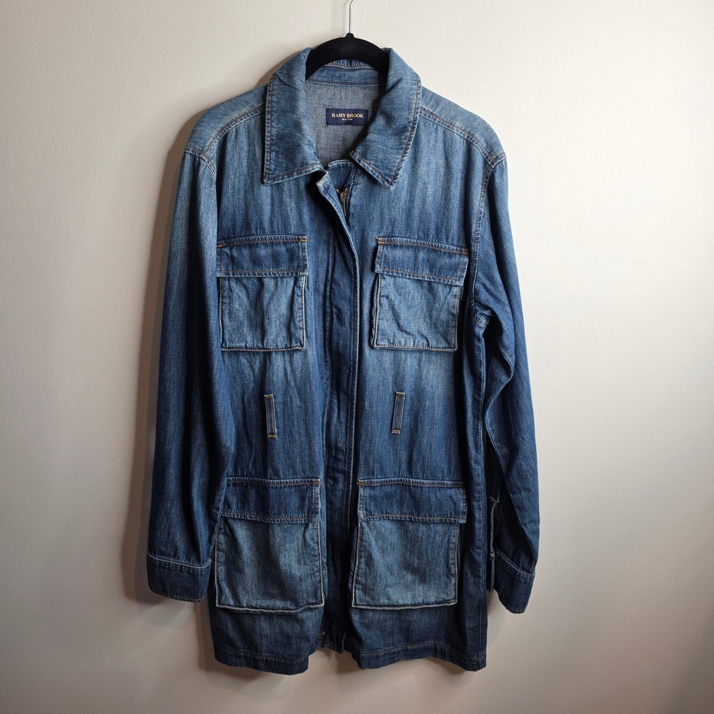 Ramy Brook Utility Denim Jacket Women Size M Medium Wash D08233007